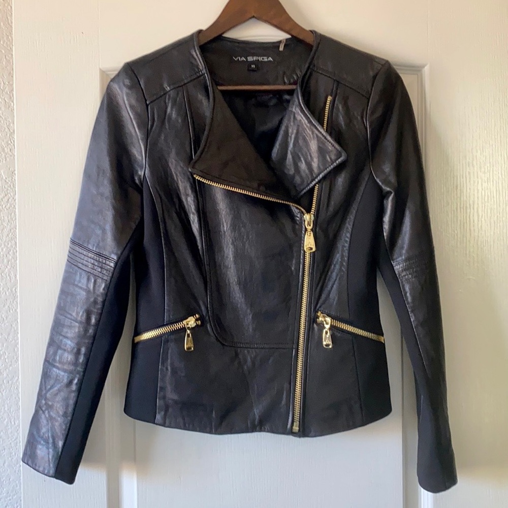 ✨Via Spiga Luxe Lambskin Leather Jacket✨